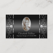 Edelschwarz und Weiß gezackte Juwelen mit Foto Visitenkarte (Vorderseite)
