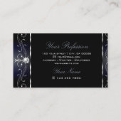 Edelschwarz Verzierte Grenzen Diamanten Ornamente Visitenkarte (Rückseite)