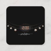Edelschwarze Rose Gold und Roter Marmor mit Monogr Quadratische Visitenkarte (Vorderseite)