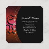 Edelschwarze Rose Gold und Roter Marmor mit Monogr Quadratische Visitenkarte (Rückseite)