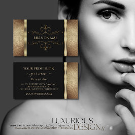 Edelschwarzer Glitzer Elegante Verzierte Ornamenti Visitenkarte