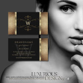 Edelschwarzer Glitzer mit Monogramm Visitenkarte