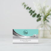 Edelsilber Aquamarin mit Logos und glänzender Diam Visitenkarte (Stehend Vorderseite)