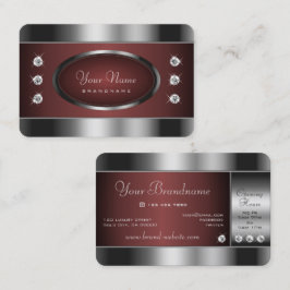 Edelsilber und Burgund mit glattem Diamant Visitenkarte
