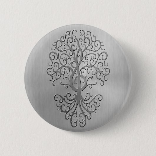 Edelstahl-Effektdreifacher Clef-Baum-Grafik Button (Vorderseite)