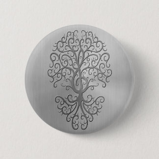 Edelstahl-Effektdreifacher Clef-Baum-Grafik Button