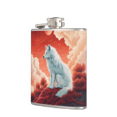 Edelstahl-Flachmann mit mystischem Wolf Flachmann (Links)