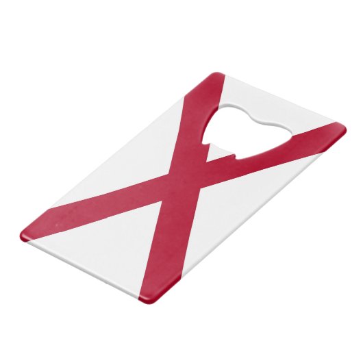 Edelstahl-Flaschenöffner mit Flagge von Alabama Geldbeutel Flaschenöffner (Vorderseite Schrägansicht)