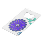 Edelstahl-Flaschenöffner mit Kunst Geldbeutel Flaschenöffner (Rückseite Schrägansicht)