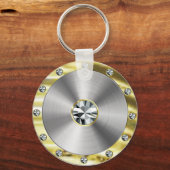 Edelstahl, Gold und Diamanten Schlüsselanhänger (Vorderseite)
