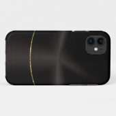 Edelstahl-Goldakzent aus schwarzem Imitat Case-Mate iPhone Hülle (Rückseite (Horizontal))