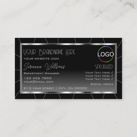 Edelstahl-Rahmen-Schwarz-Farbverlauf Cool mit Logo Visitenkarte (Rückseite)