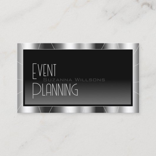 Edelstahl-Rahmen-Schwarz-Farbverlauf Cool mit Logo Visitenkarte (Vorderseite)