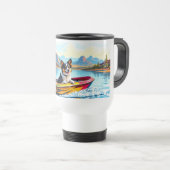 Edelstahl-Reisebecher mit Bild eines Boote fahrend Reisebecher (VorderseiteRechts)