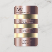 Edelstahl Rose Gold und hellgelbe Dose mit Initial Visitenkarte (Rückseite)