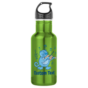 Edelstahl-Wasserflasche Blaue Katze mit Violine Edelstahlflasche