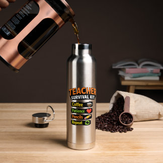 Edelstahl-Wasserflasche "Überlebenskit für Lehrer" Trinkflasche