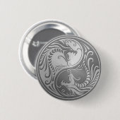 Edelstahl Yin Yang Drachen Button (Vorne & Hinten)