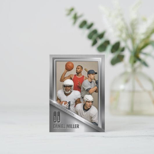 Edelstahlhandelskarte, individuelle Sportkarte Telefonnummerkarte (Stehend Vorderseite)