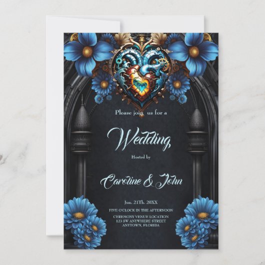 Edelstahlherz Einladung (Vorderseite)