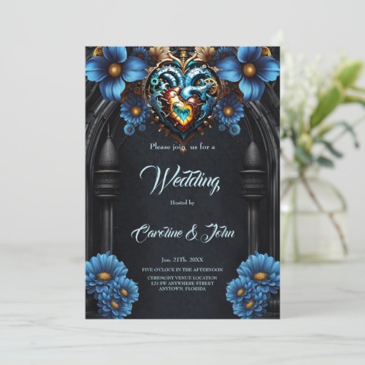 Edelstahlherz Einladung (Stehend Vorderseite)