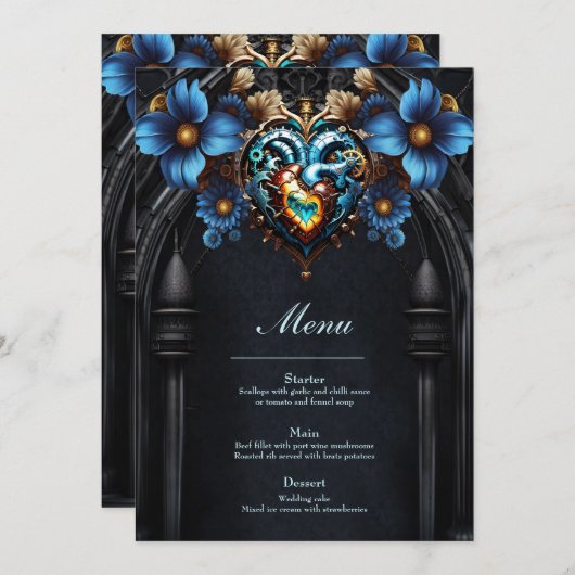 Edelstahlherz Menükarte (Vorne/Hinten)