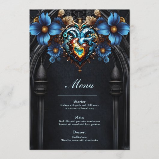 Edelstahlherz Menükarte (Vorderseite)