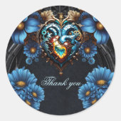 Edelstahlherz Runder Aufkleber (Vorderseite)