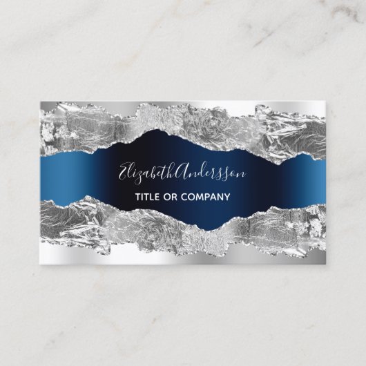 Edelstahlmatte aus Silber, QR-Code Visitenkarte (Vorderseite)