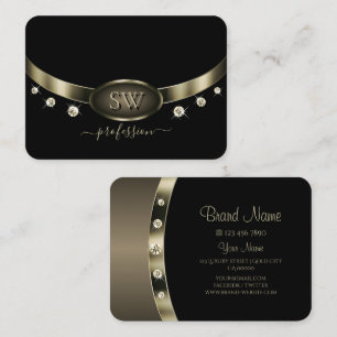Edelstahlplatinsilber mit Monogramm-Diamanten Visitenkarte