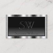 Edelstahlrahmen schwarz mit Monogramm Visitenkarte (Vorderseite)