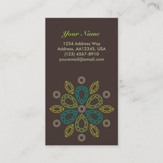 Edelstein-Blumen-Visitenkarte - Grün (vertikal) Visitenkarte (Vorderseite)