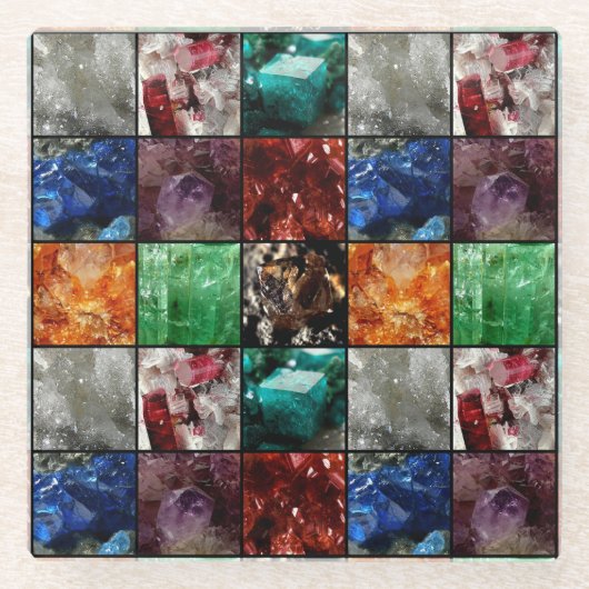 Edelstein-Collage Glasuntersetzer (Vorderseite)