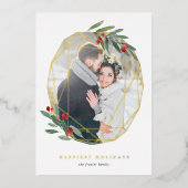 Edelstein | Geometrisches botanisches Foto Folien Feiertagskarte (Vorderseite)