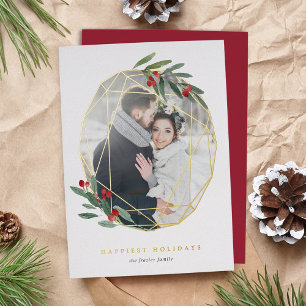 Edelstein   Geometrisches botanisches Foto Folien Feiertagskarte