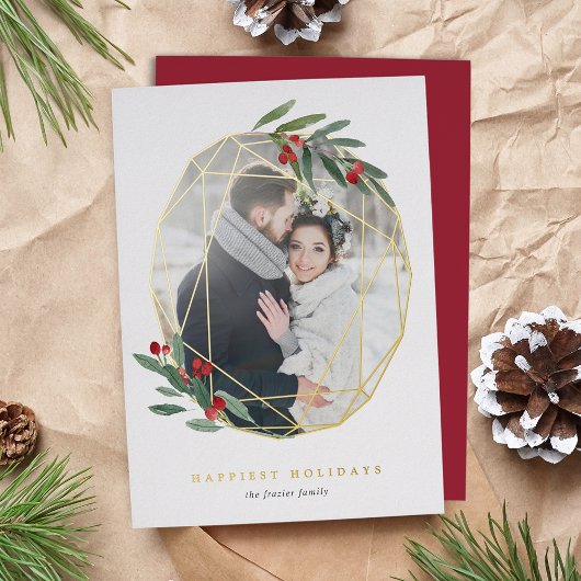 Edelstein | Geometrisches botanisches Foto Folien Feiertagskarte