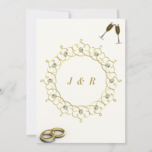 Edelstein Gold Rahmen Hochzeitsvorlage (Rückseite)