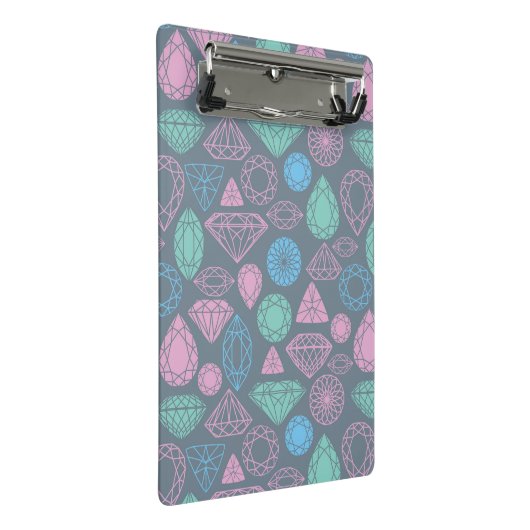 Edelstein-Ikonen-Muster Mini Klemmbrett (Schrägansicht)