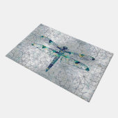 Edelstein-Libelle auf heiligem Geometriemuster Fußmatte (Schrägansicht)