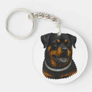 Edelstein-Mosaik-Rottweiler-Porträt Schlüsselanhänger
