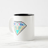 Edelstein Pixel Art Zweifarbige Tasse (Vorderseite Links)