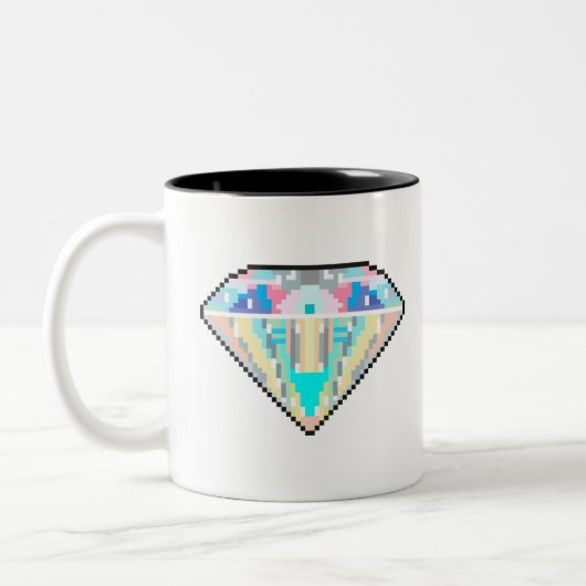Edelstein Pixel Art Zweifarbige Tasse (Links)