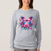 Edelstein-Schmetterling mit rosa Rosen T-Shirt (Vorderseite)