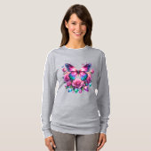 Edelstein-Schmetterling mit rosa Rosen T-Shirt (Vorne ganz)