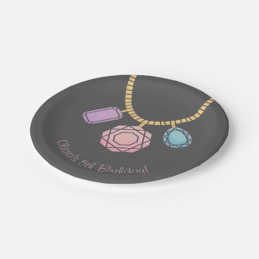 Edelstein-Schmuck, der Mädchen Pappteller (Schrägansicht)