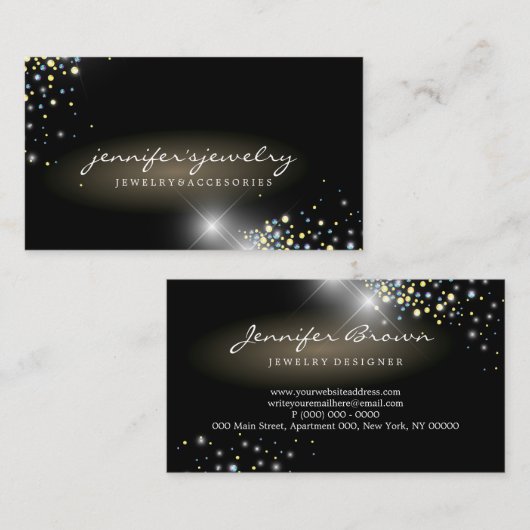 Edelstein Silberdiamanten Schmuckhändler Visitenkarte (Vorne/Hinten)