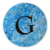 Edelstein-Stein-Muster, blauer Granit u. schwarzer Keramikknauf (Vorderseite)