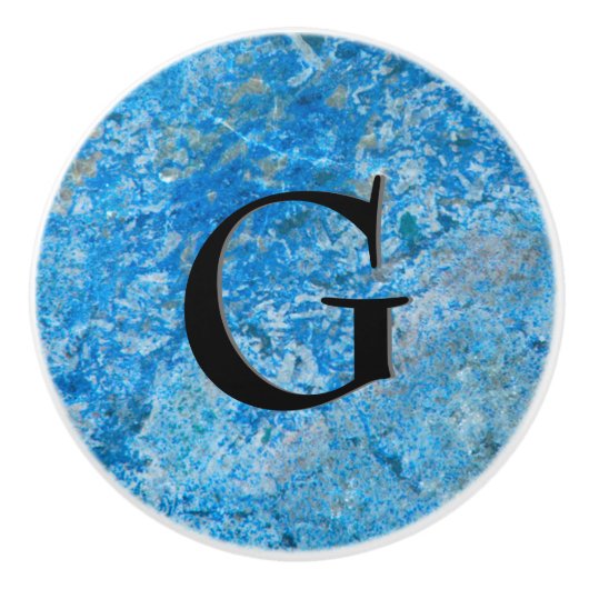 Edelstein-Stein-Muster, blauer Granit u. schwarzer Keramikknauf (Vorderseite)