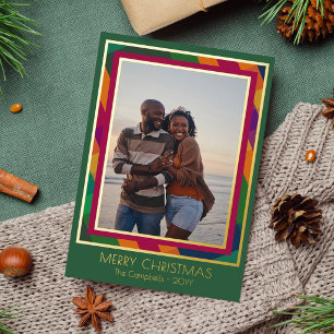 Edelstein-Tartan-Rahmen Frohe Weihnachten Fotos Folien Feiertagskarte