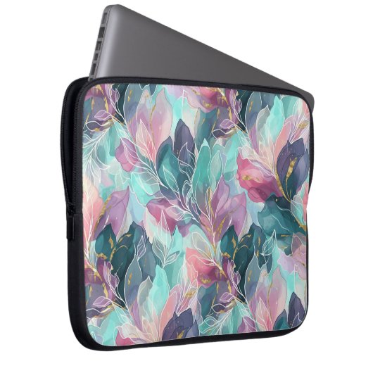 Edelstein-Ton-Blumen Laptopschutzhülle (Vorne Rechts)